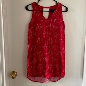 Red and white long shorts